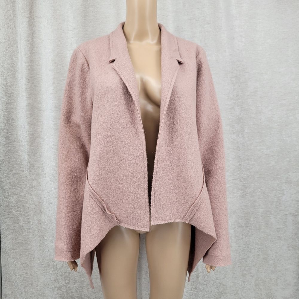 Cabi 528 Valentina Boiled Wool Angle Open Front Blazer Jacket Blush Pink  Medium